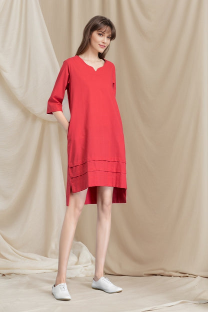 summer women linen dress with loose waist C4803