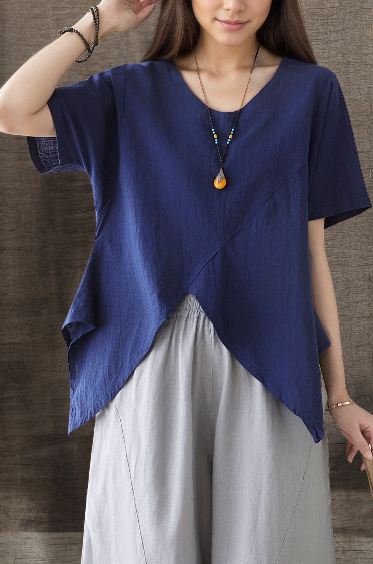 Navy blue Summer blouse C4859
