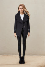 Load image into Gallery viewer, Women&#39;s Black asymmetrical wool jacket C987
