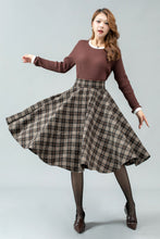 Load image into Gallery viewer, Plaid winter skater wool skirt women C4451
