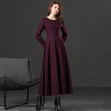 Load image into Gallery viewer, Women Vintage inspired purple Wool Dress c2400
