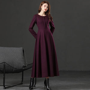 Women Vintage inspired purple Wool Dress c2400