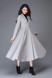 vintage inspired long wool princess coat C2923