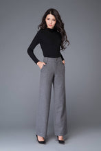 Load image into Gallery viewer, High waist wool pants in gray C1000
