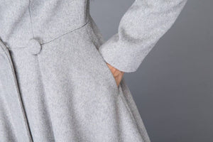 vintage inspired long wool princess coat C2923