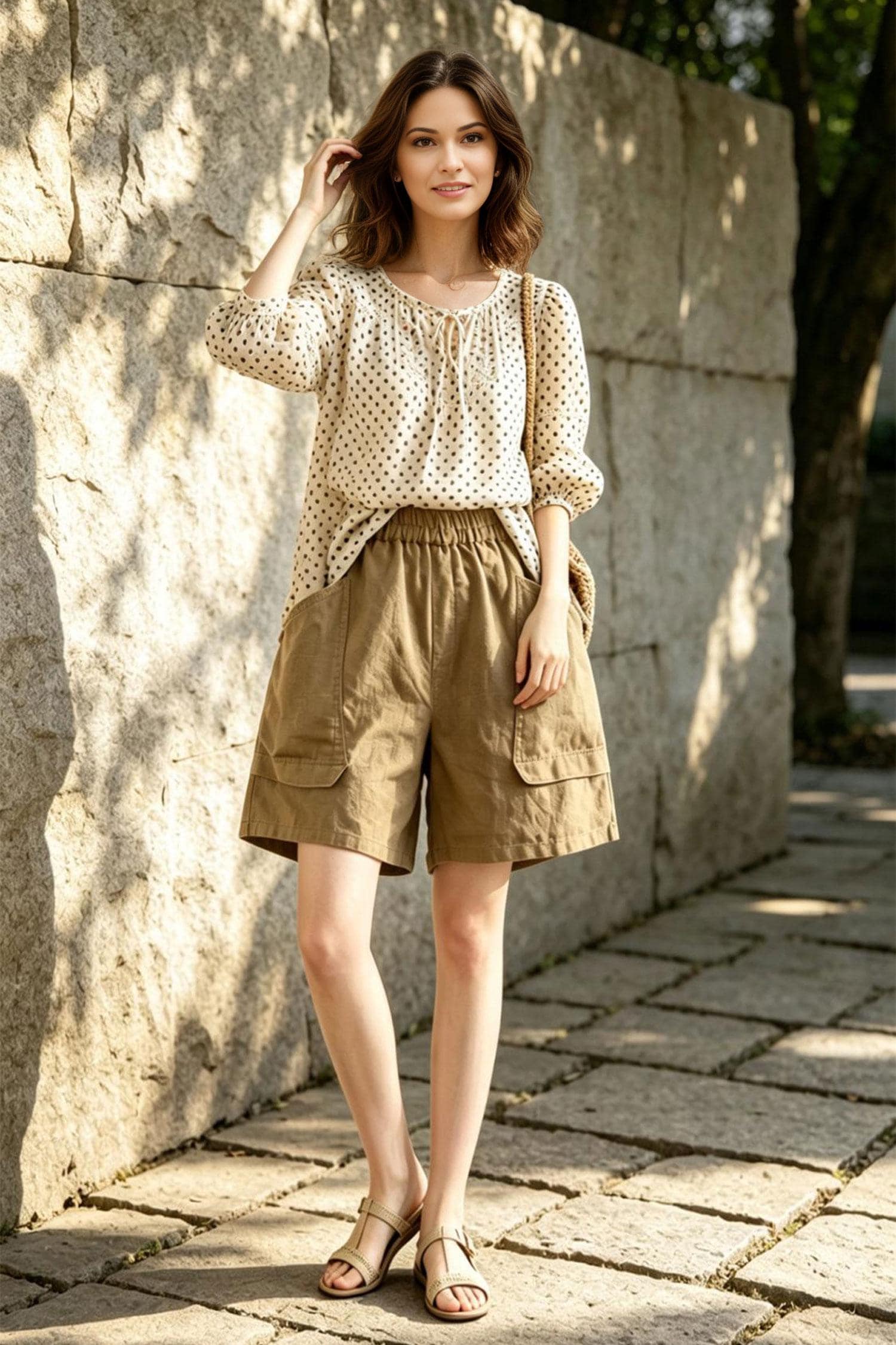 Linen summer shorts, Casual shorts, Womens shorts with pockets, Beach linen shorts, handmade shorts, Elastic waist shorts, Ylistyle C5533