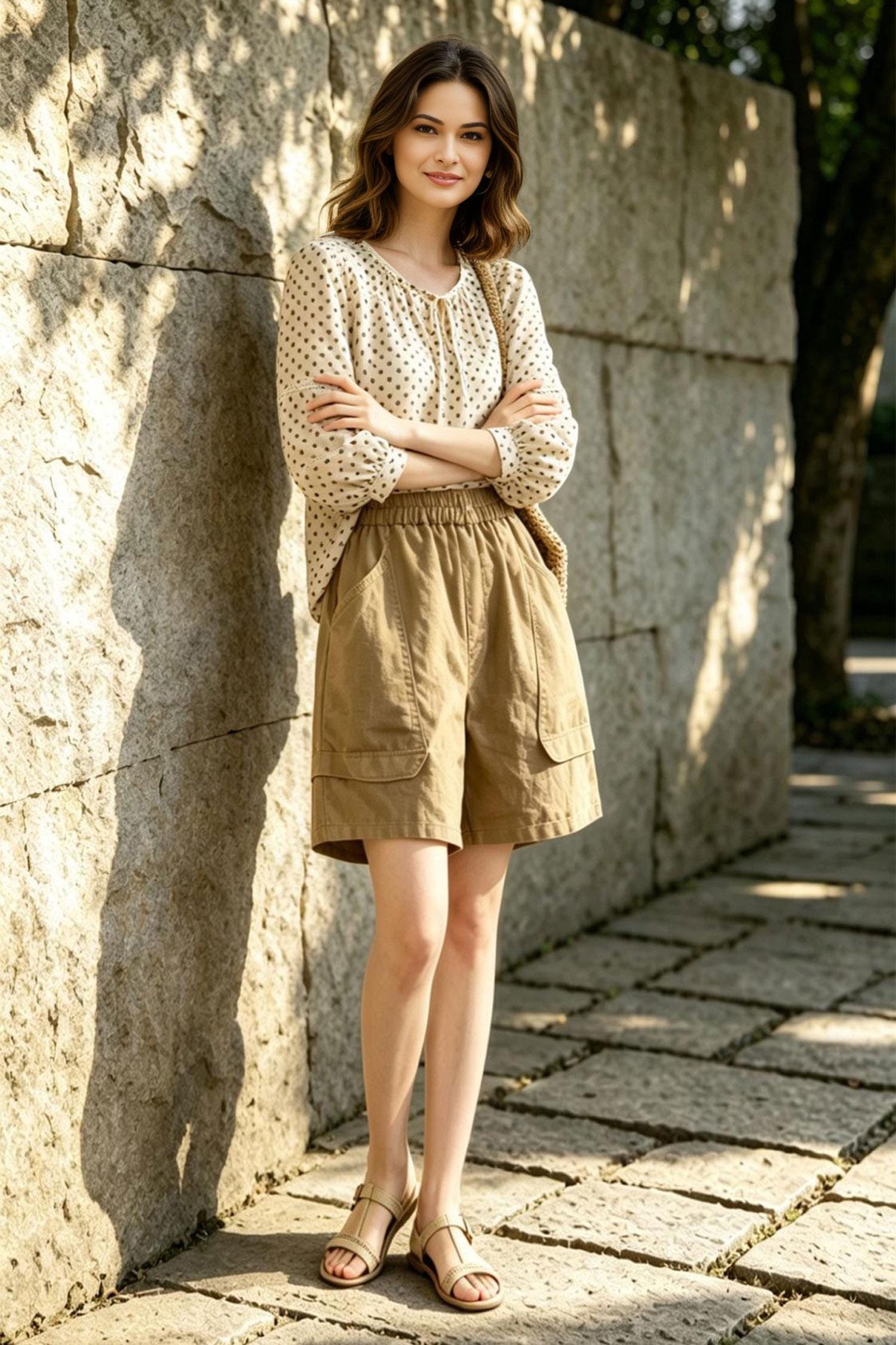 Linen summer shorts, Casual shorts, Womens shorts with pockets, Beach linen shorts, handmade shorts, Elastic waist shorts, Ylistyle C5533
