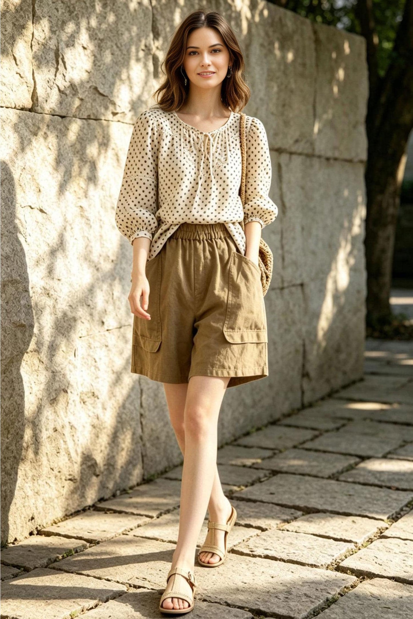 Linen summer shorts, Casual shorts, Womens shorts with pockets, Beach linen shorts, handmade shorts, Elastic waist shorts, Ylistyle C5533
