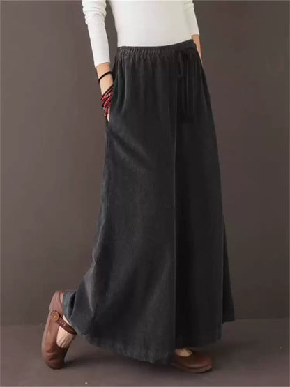 Elastic waist corduroy pants women TT5038