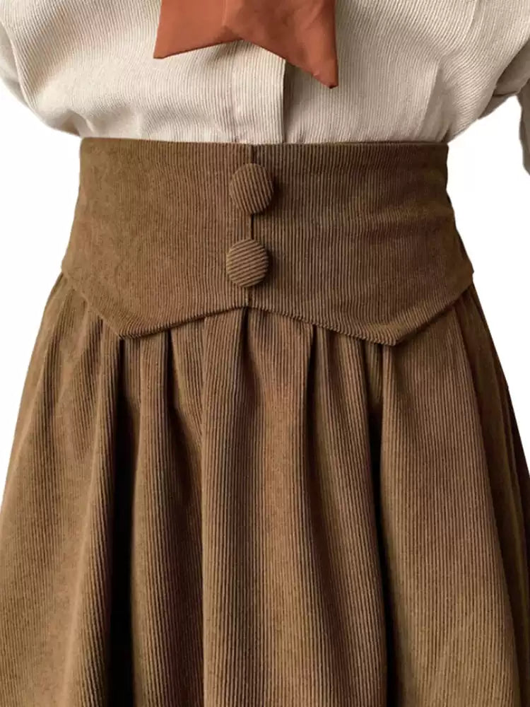 High waist corduroy midi skirt TT5035