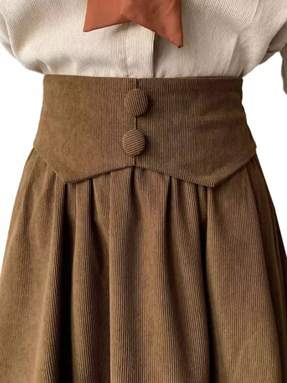 High waist corduroy midi skirt TT5035