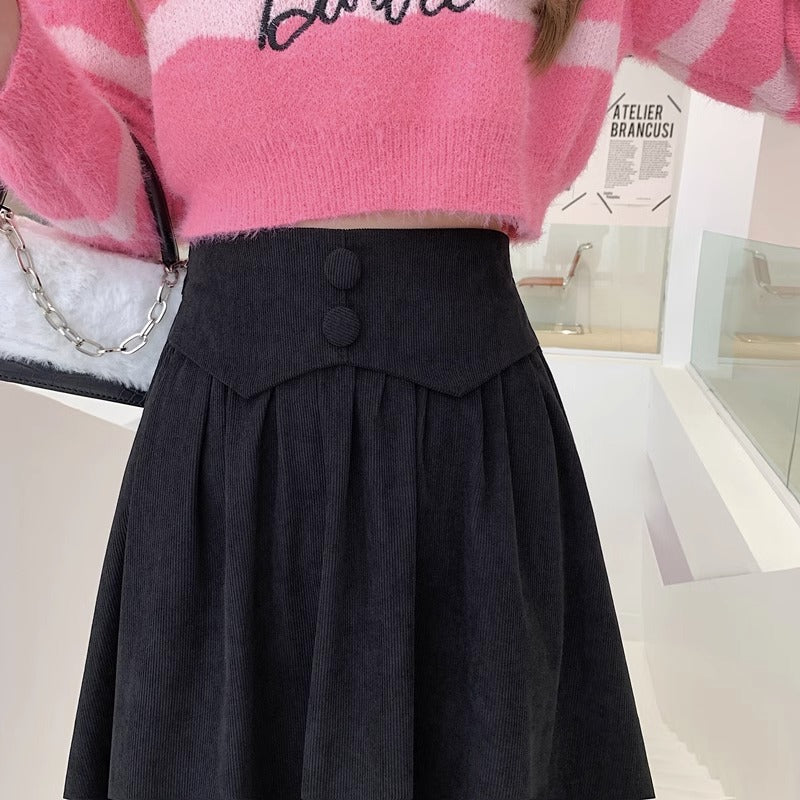 High waist corduroy midi skirt TT5035