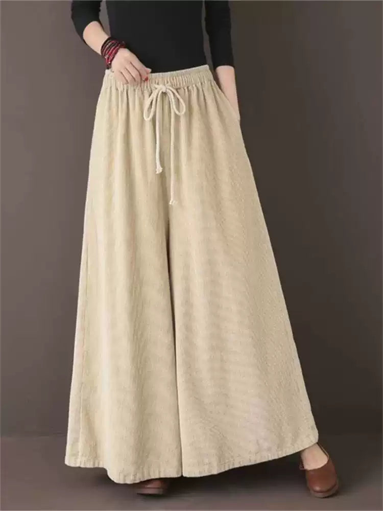 Elastic waist corduroy pants women TT5038