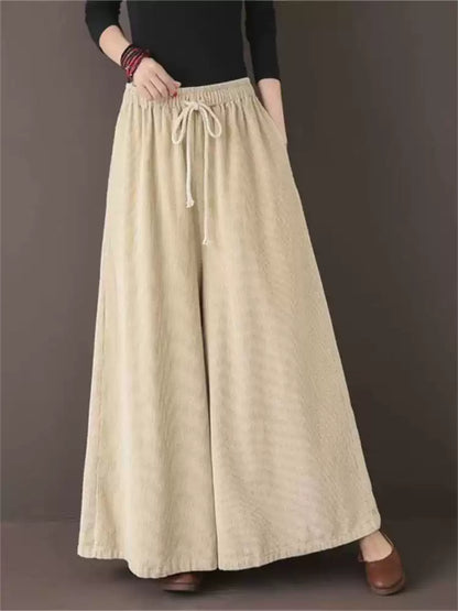 Elastic waist corduroy pants women TT5038