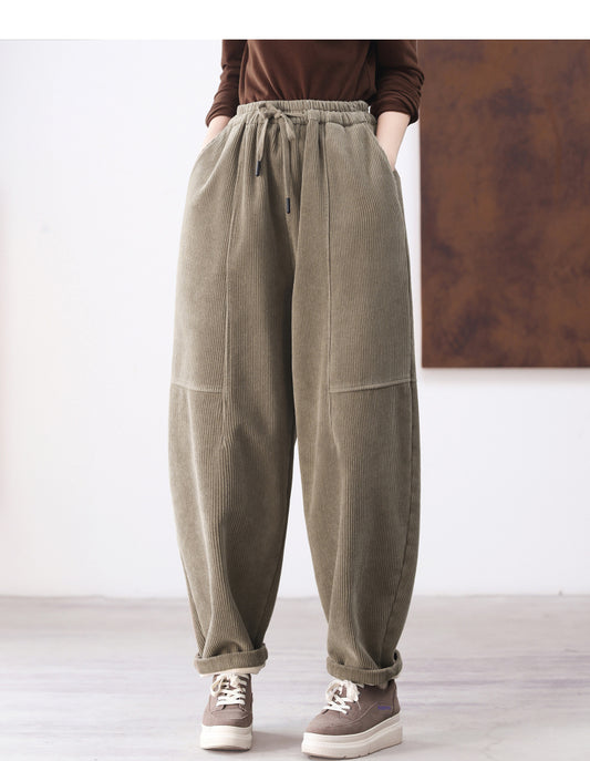 Loose fitting corduroy pants women TT5044
