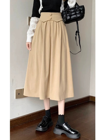 High waist corduroy midi skirt TT5035