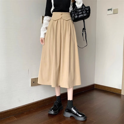 High waist corduroy midi skirt TT5035