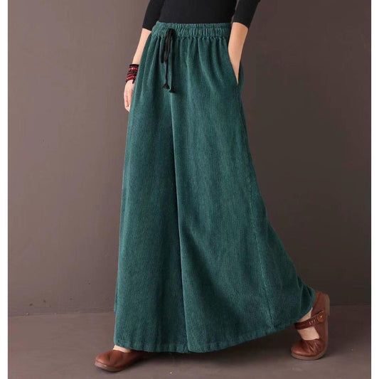 Elastic waist corduroy pants women TT5038