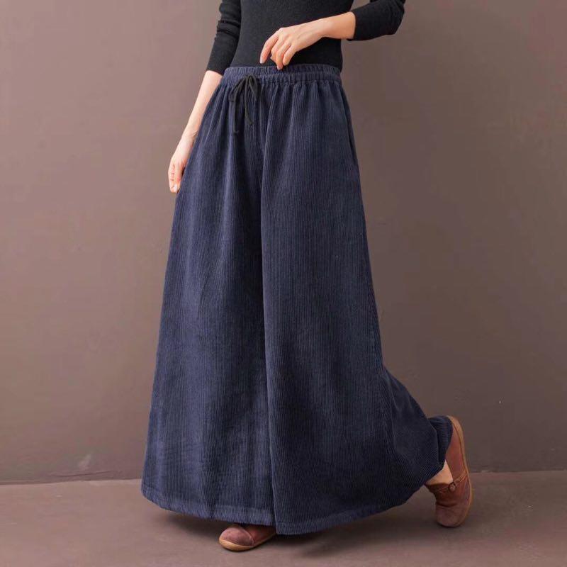 Elastic waist corduroy pants women TT5038