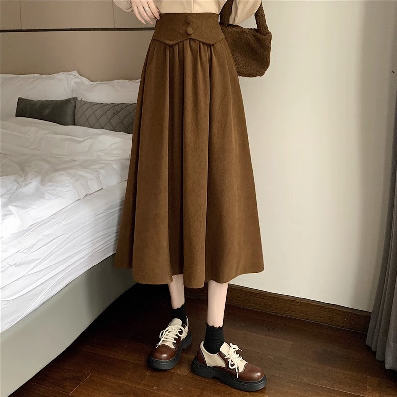High waist corduroy midi skirt TT5035