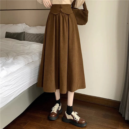 High waist corduroy midi skirt TT5035