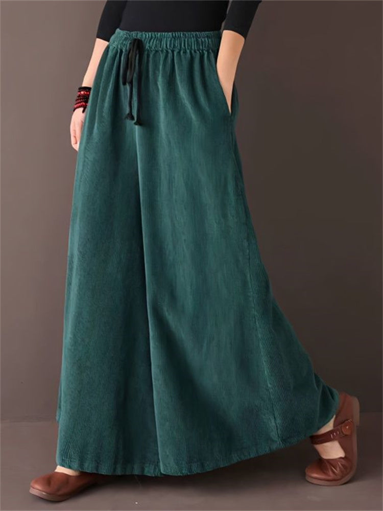 Elastic waist corduroy pants women TT5038