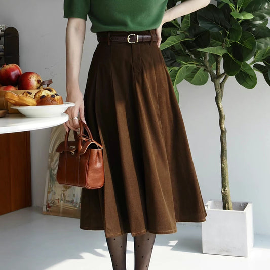 Midi corduroy womens skirts TT5042