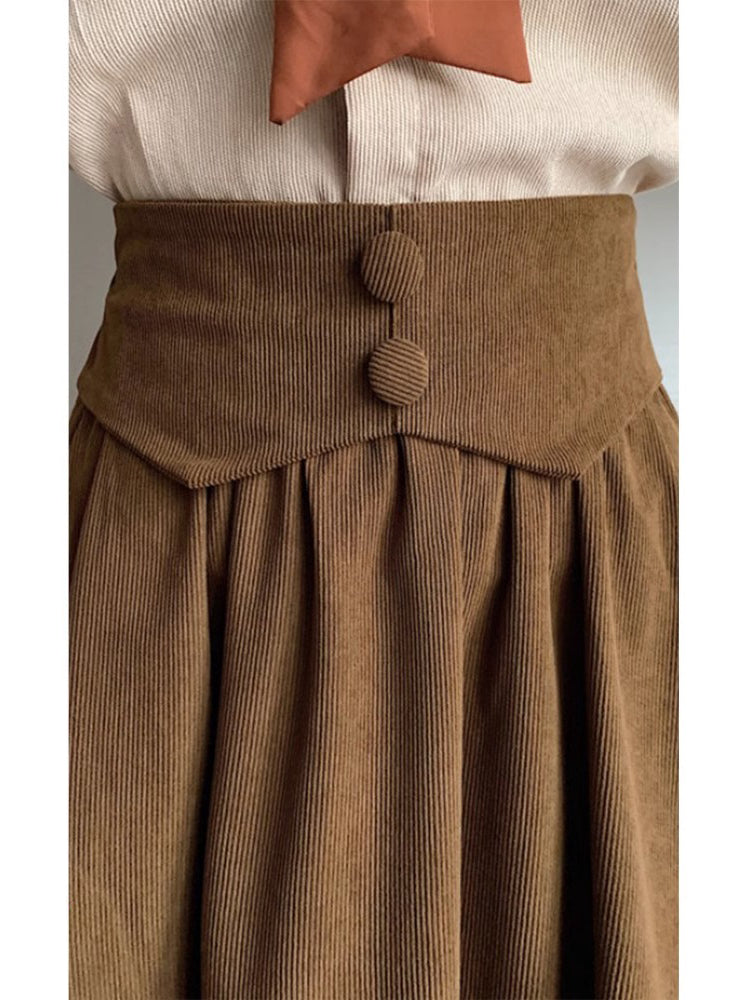 High waist corduroy midi skirt TT5035