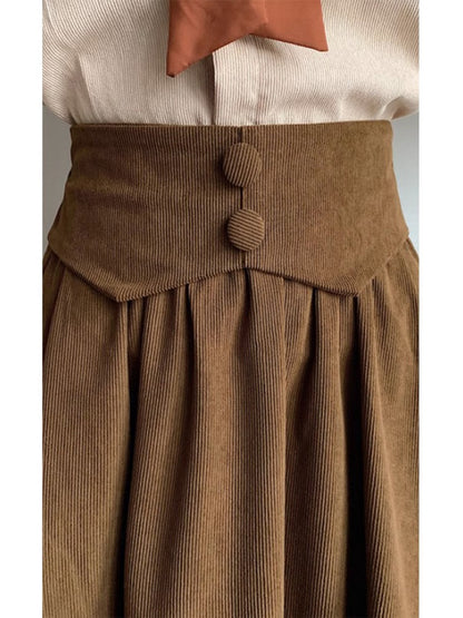 High waist corduroy midi skirt TT5035