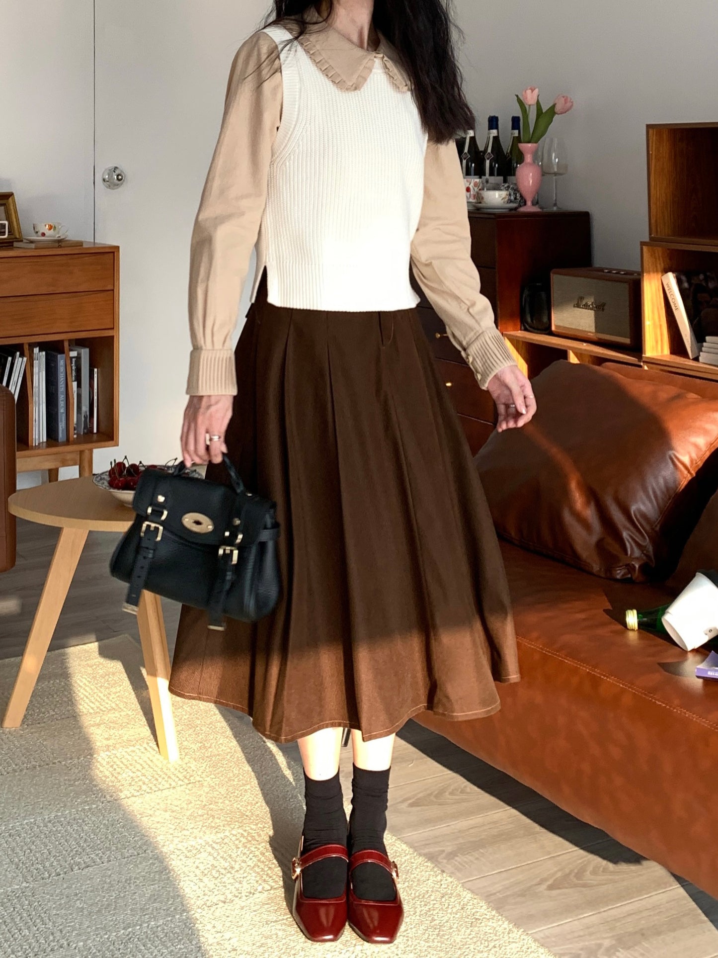 Midi corduroy womens skirts TT5042