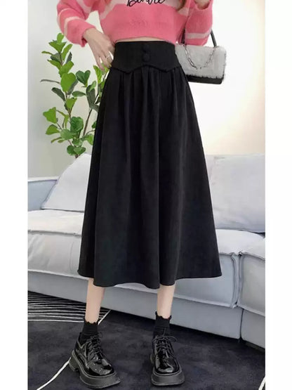 High waist corduroy midi skirt TT5035