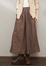 Load image into Gallery viewer, Brown Palazzo Linen Pants C196601

