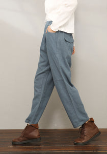 Casual Elastic Waist Cropped Linen Pants C1969