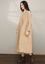 Load image into Gallery viewer, Loose Crew Linen Shirt Dress C197202
