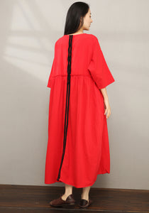 Casual Maxi Cotton Linen Dress C1976