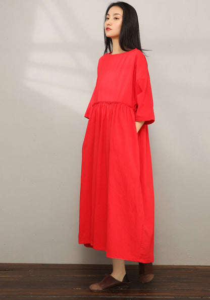 Casual Maxi Cotton Linen Dress C1976