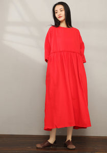 Casual Maxi Cotton Linen Dress C1976