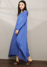 Load image into Gallery viewer, Casual Asymmetrical Maxi Linen Dress C1980
