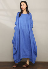Load image into Gallery viewer, Casual Asymmetrical Maxi Linen Dress C1980
