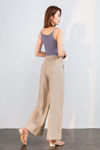 Load image into Gallery viewer, Elastc Waist High Wasit Linen Pants C175101
