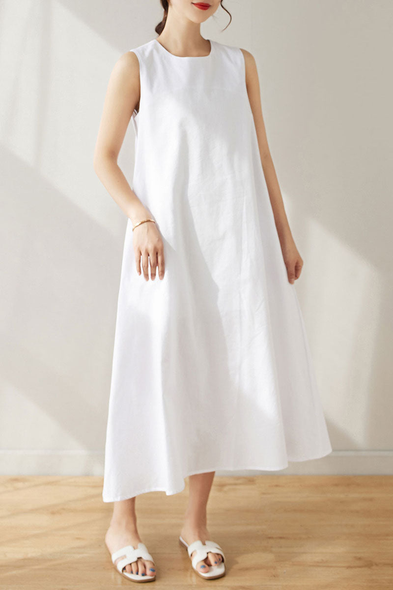Women's White Linen Dress C3172