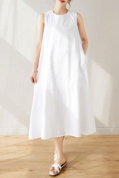 Women's White Linen Dress C3172