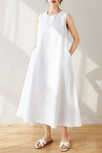 Load image into Gallery viewer, Women&#39;s White Linen Dress C3172
