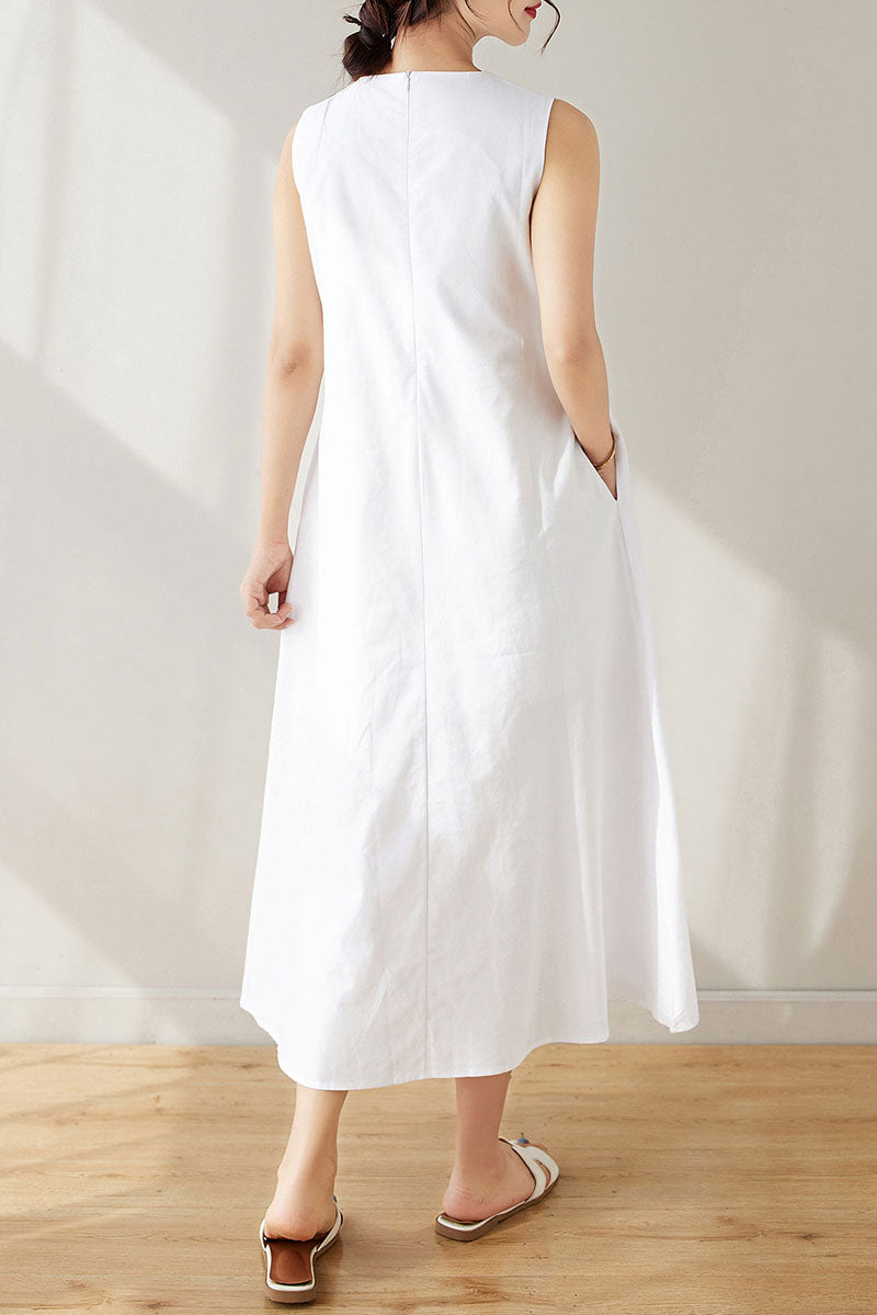 Women's White Linen Dress C3172