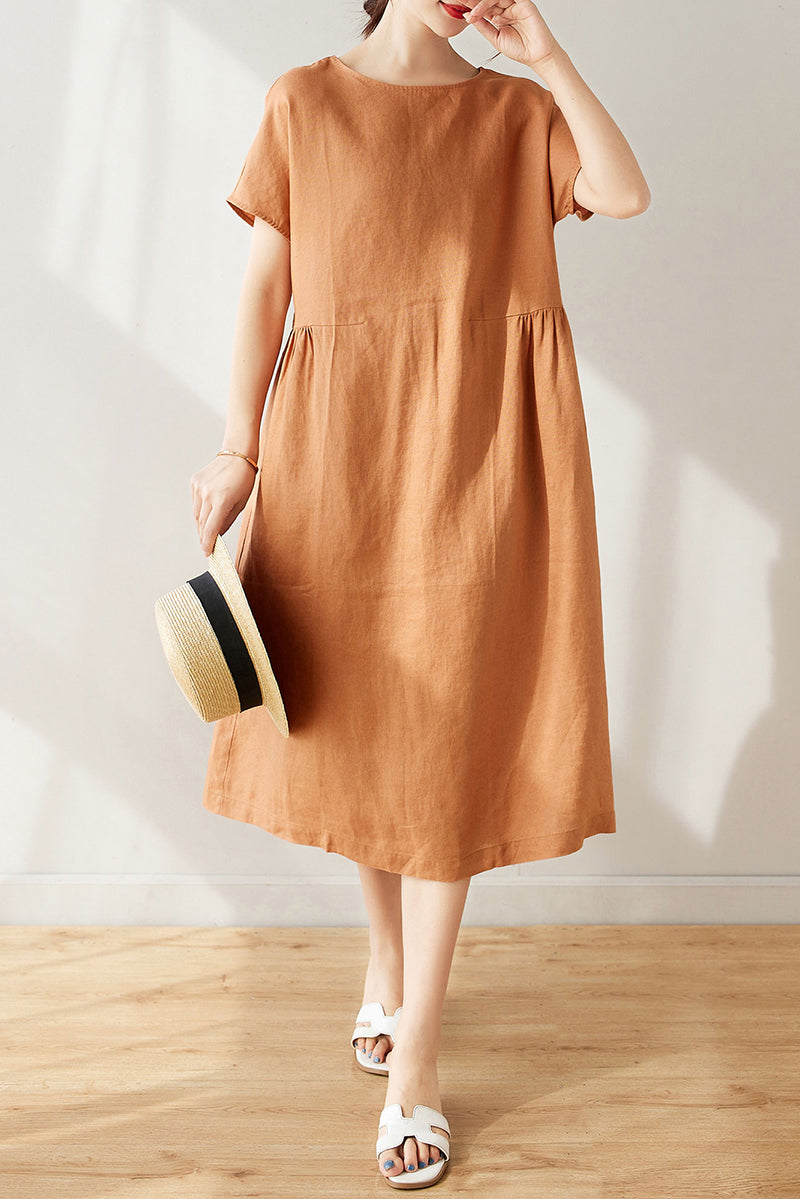 Summer Midi Linen Dress C3173