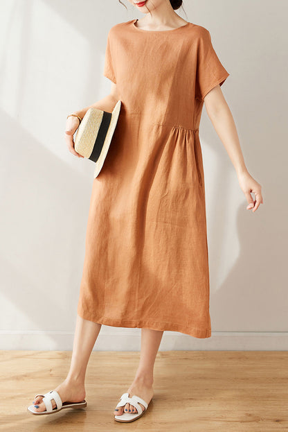 Summer Midi Linen Dress C3173