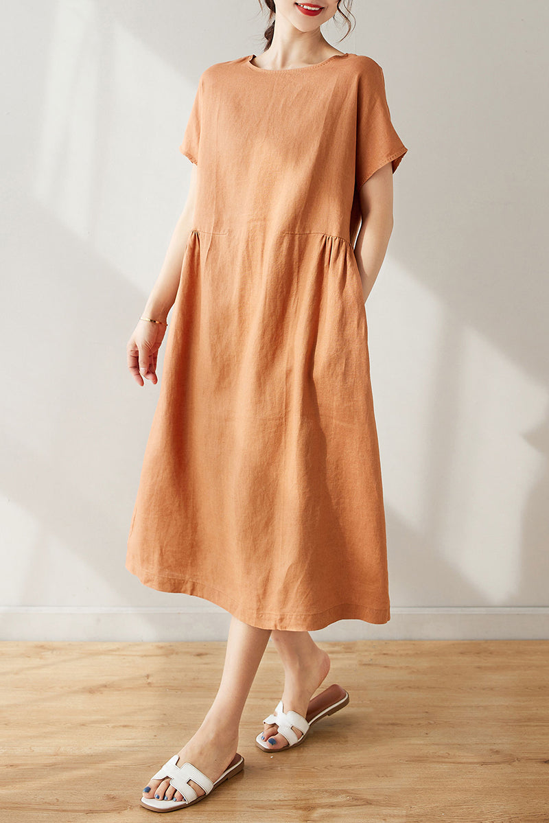 Summer Midi Linen Dress C3173