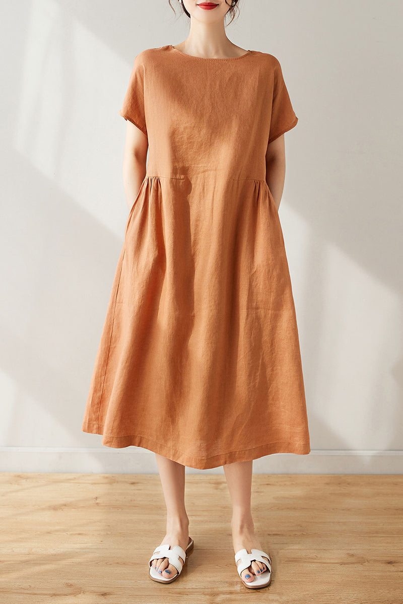 Summer Midi Linen Dress C3173