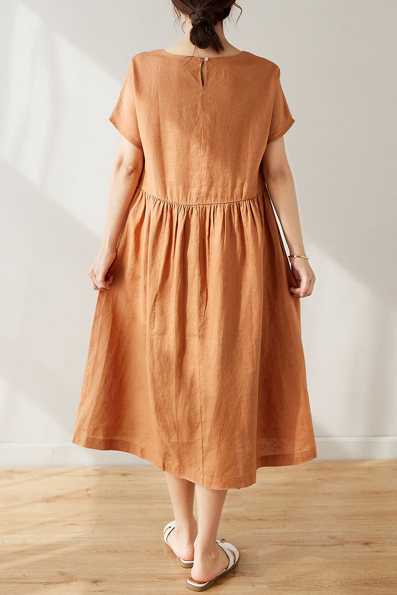 Summer Midi Linen Dress C3173