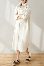 Load image into Gallery viewer, Spring Long Linen Shirt Dress C3174
